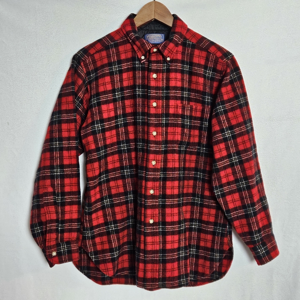 Pendleton 100% Wool Shirt Jacket Size Large Authentic Cluny Red Tartan